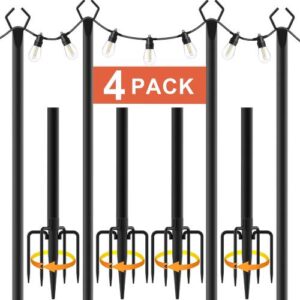 10Ft String Light Poles 4 Pack